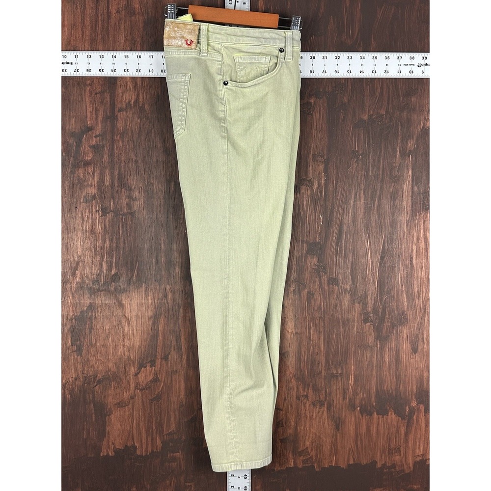 True Religion Denim Casual Joey Jeans Pants Lime Green Women's 27 Red‎ Logo EUC